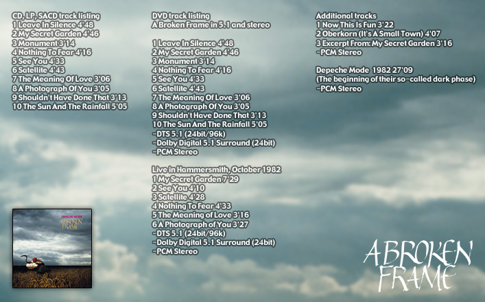 depeche mode - a broken frame - remastered